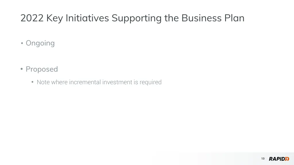 2022 key initiatives supporting the business plan