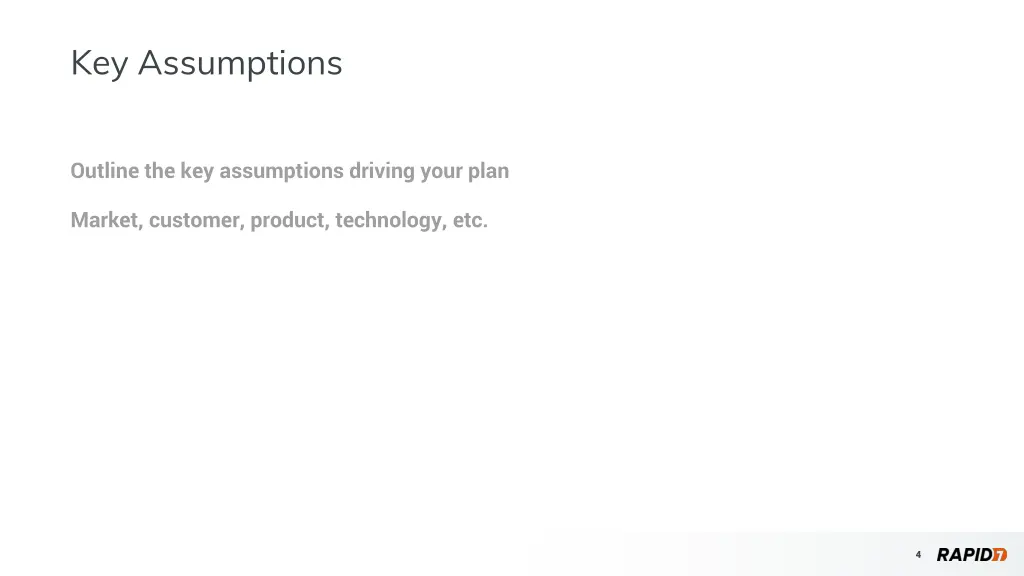 key assumptions