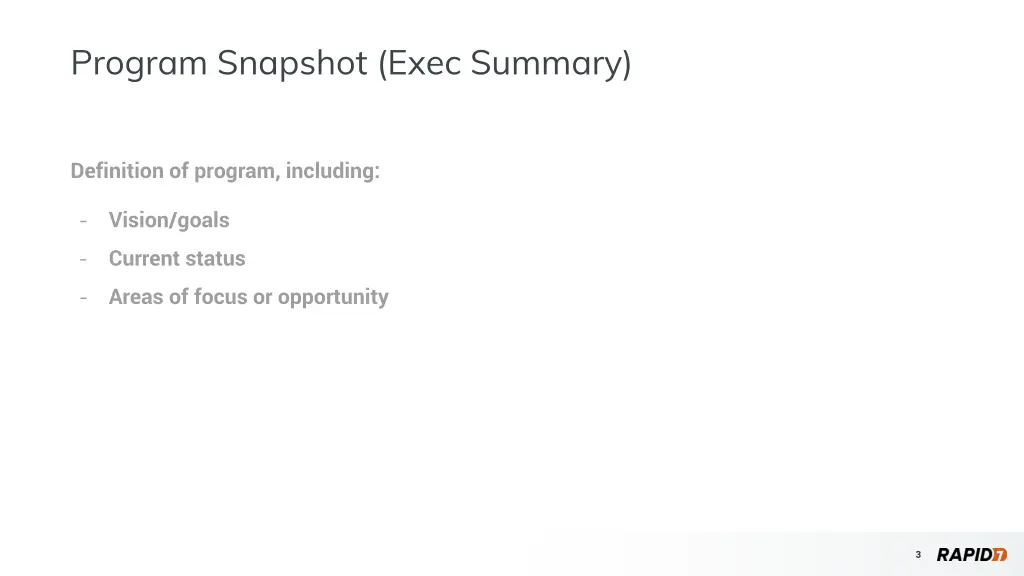 program snapshot exec summary