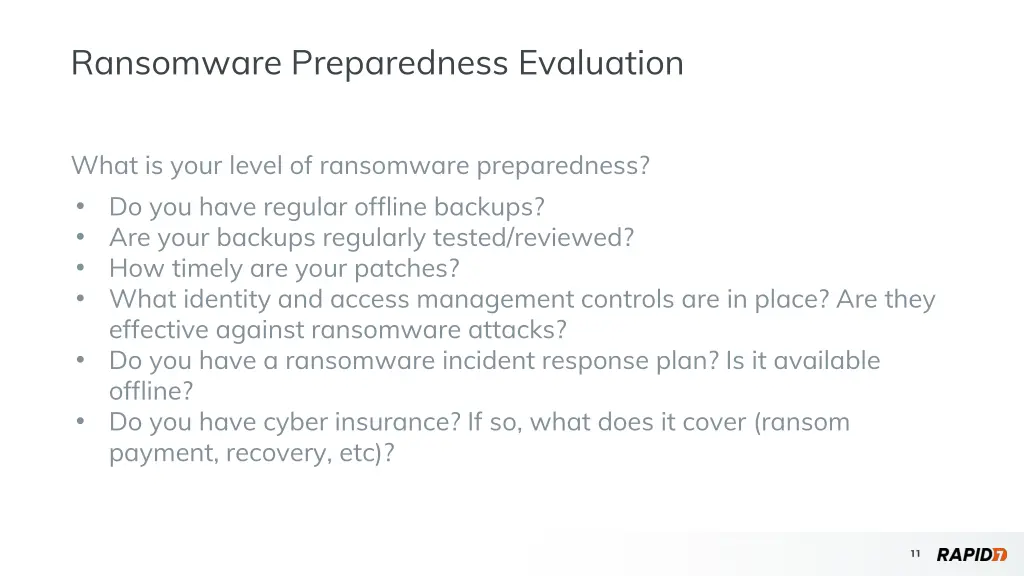 ransomware preparedness evaluation