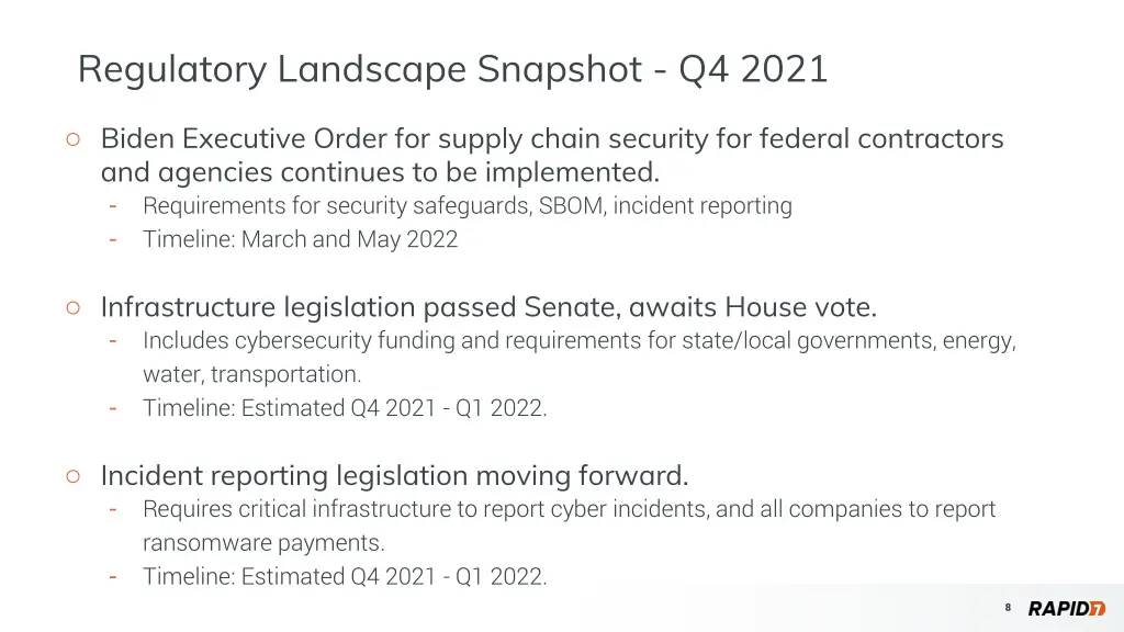 regulatory landscape snapshot q4 2021