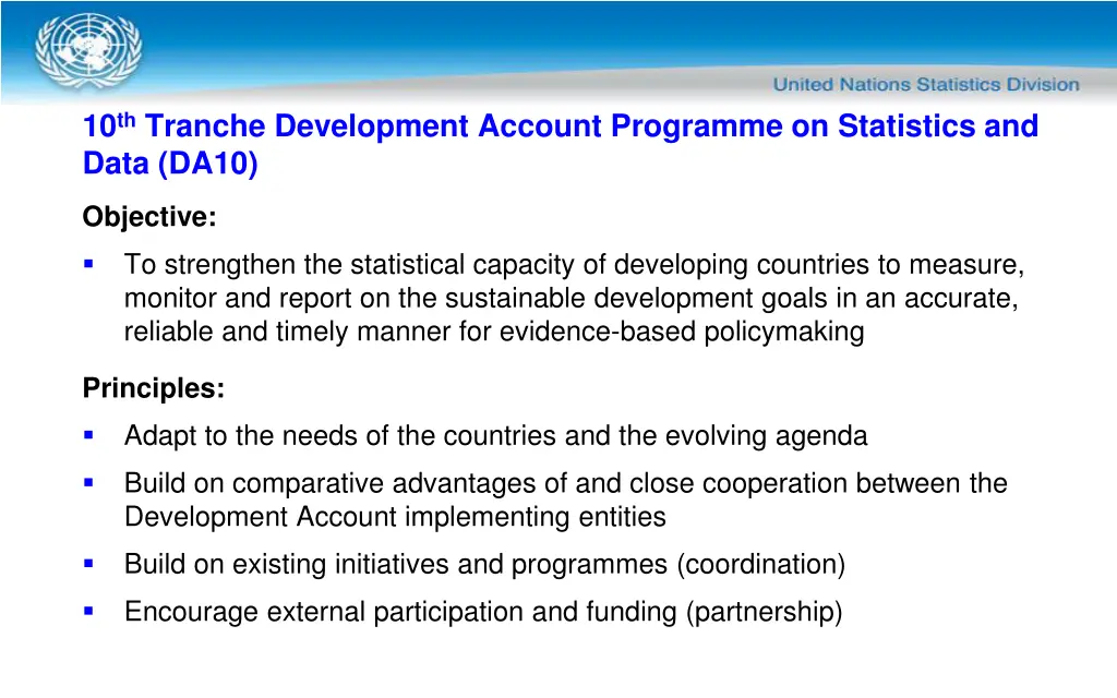 10 th tranche development account programme