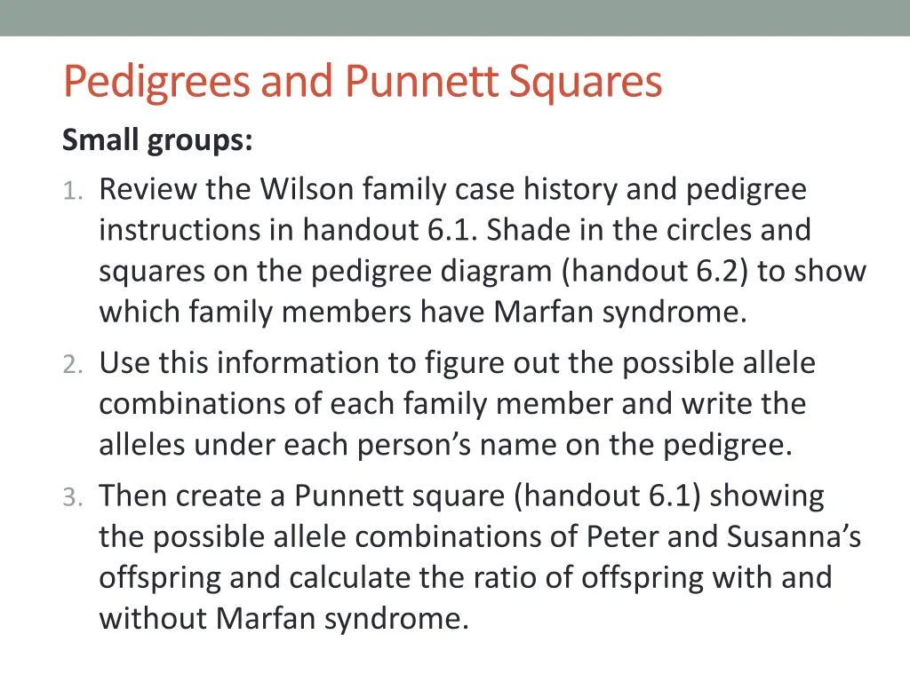 pedigrees and punnett squares small groups
