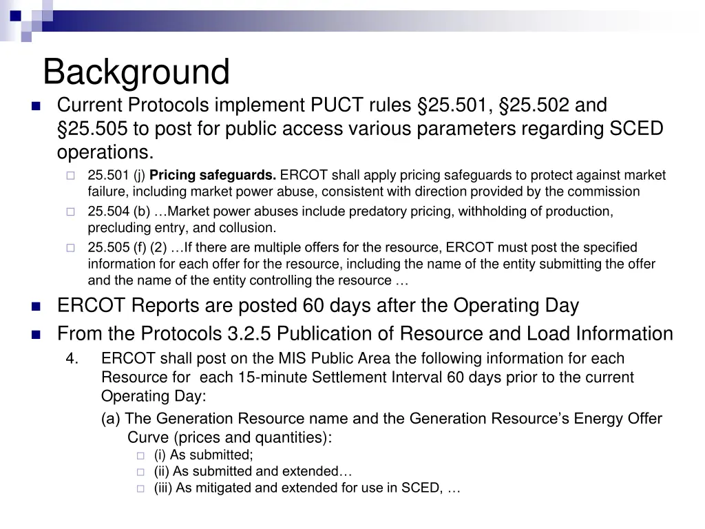 background current protocols implement puct rules