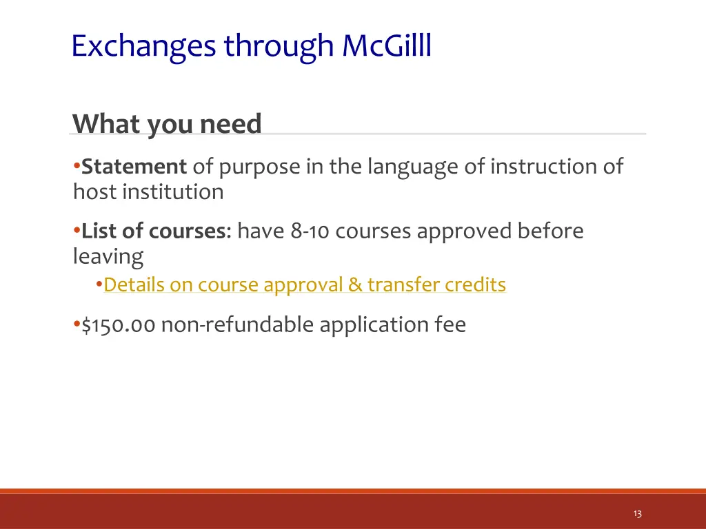 exchanges through mcgilll