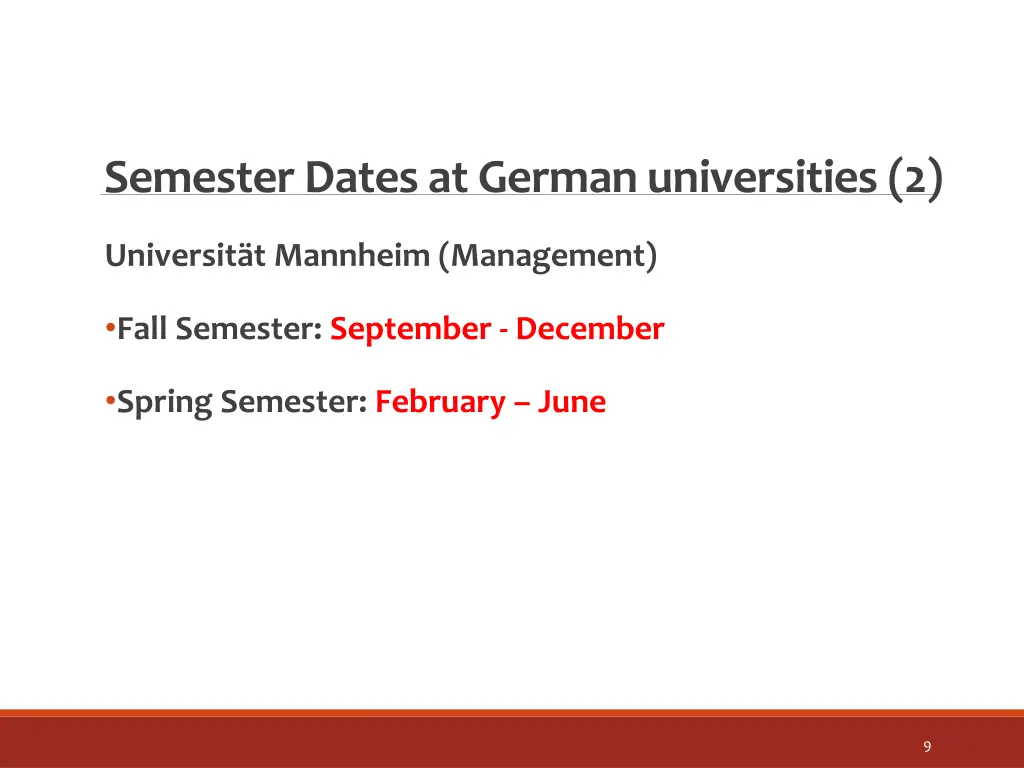 semester dates at german universities 2