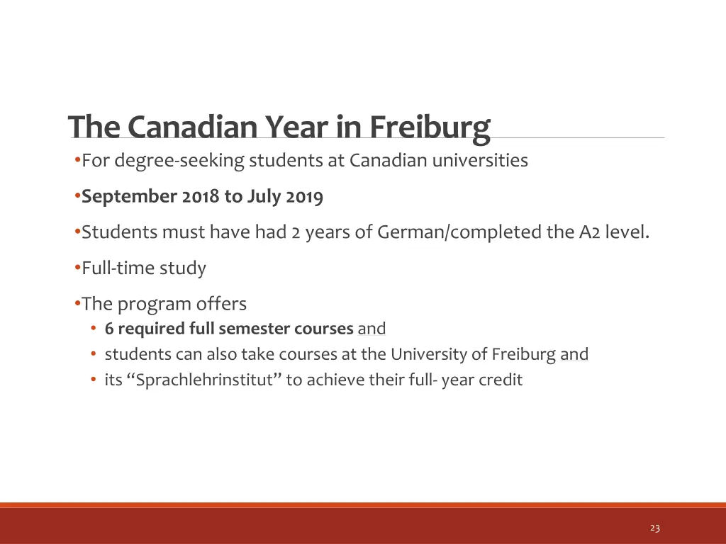 the canadian year in freiburg for degree seeking