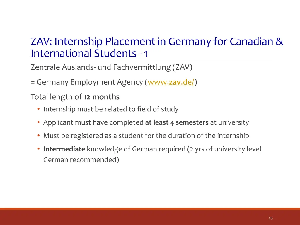 zav internship placement in germany for canadian