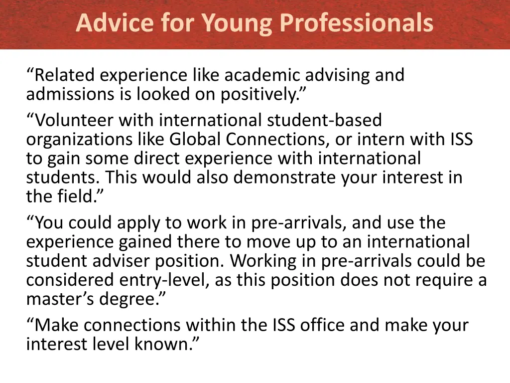 advice for young professionals