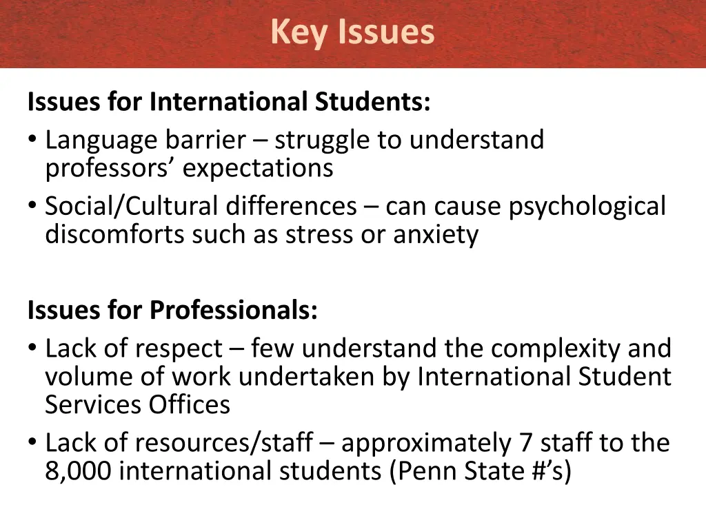 key issues
