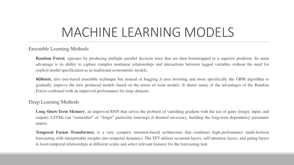 machine learning models