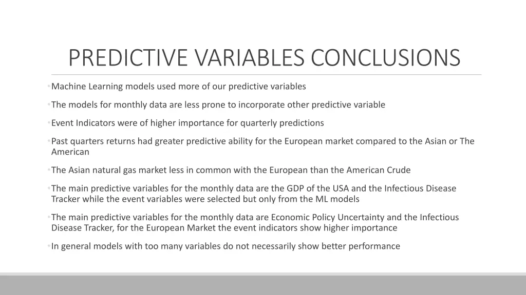 predictive variables conclusions