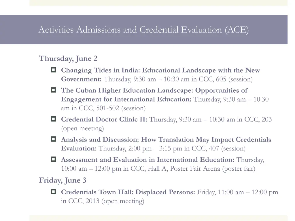 activities admissions and credential evaluation 1