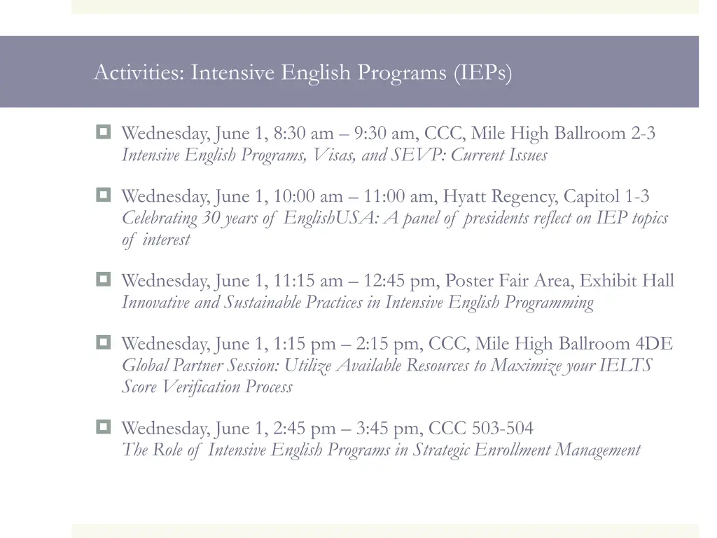 activities intensive english programs ieps