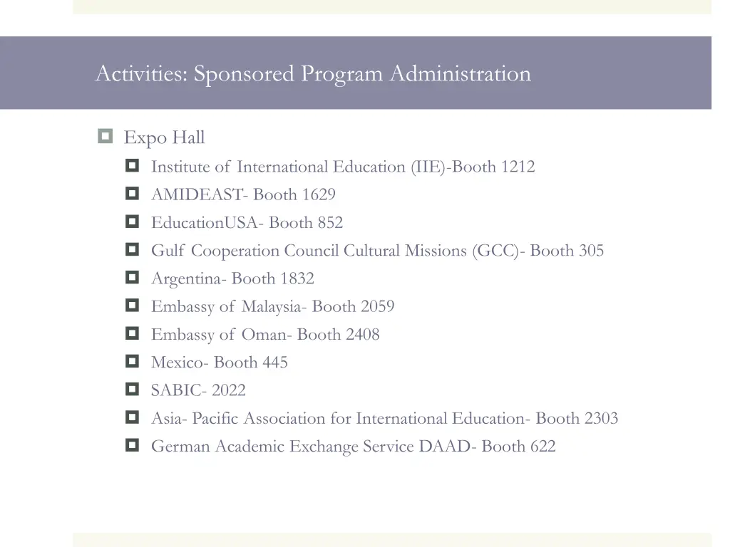 activities sponsored program administration