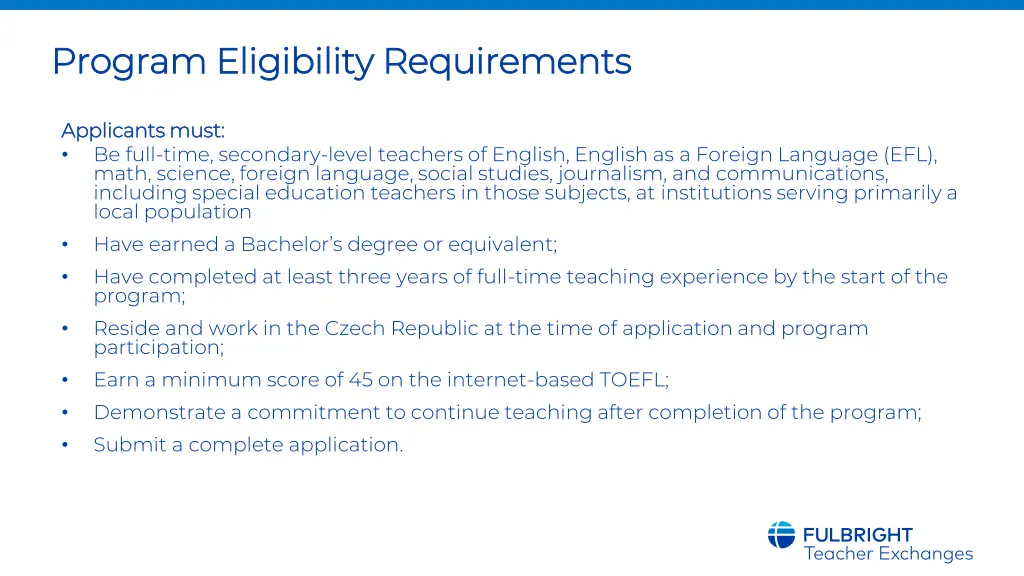 program eligibility requirements program
