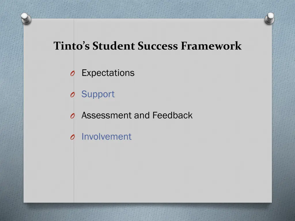 tinto s student success framework