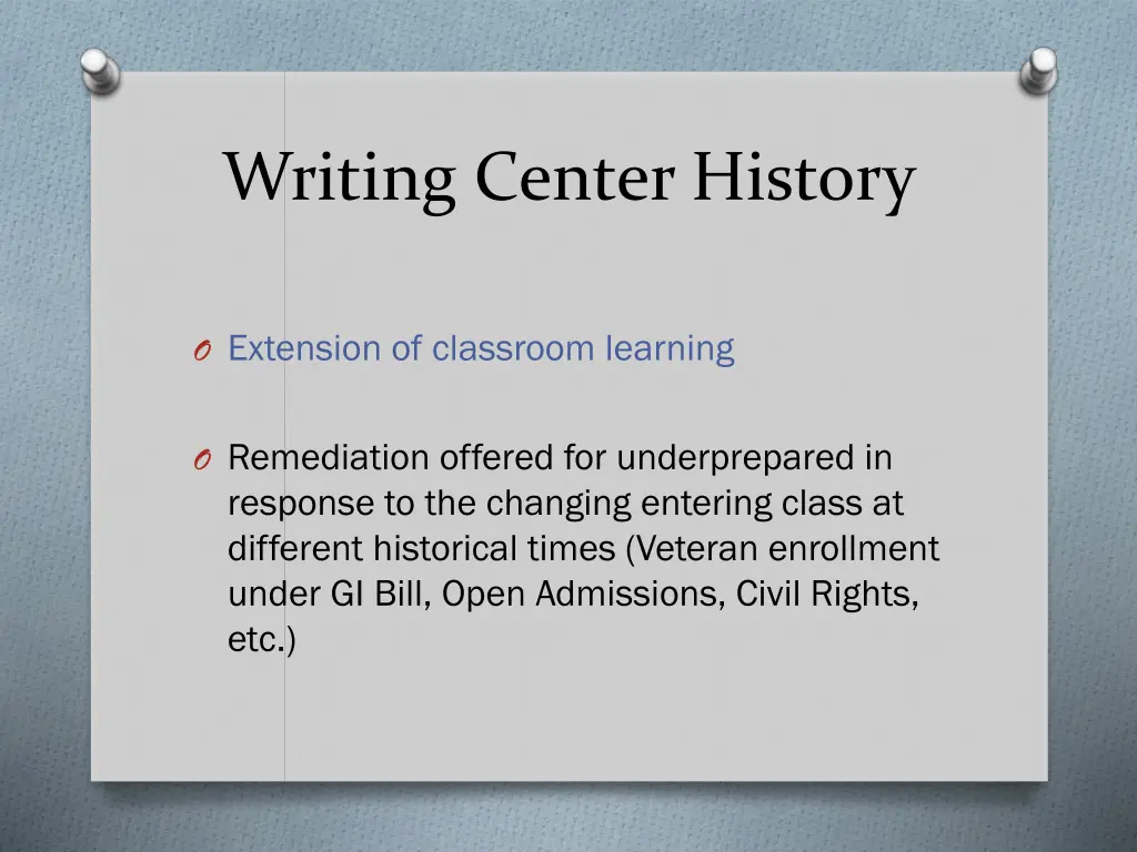 writing center history
