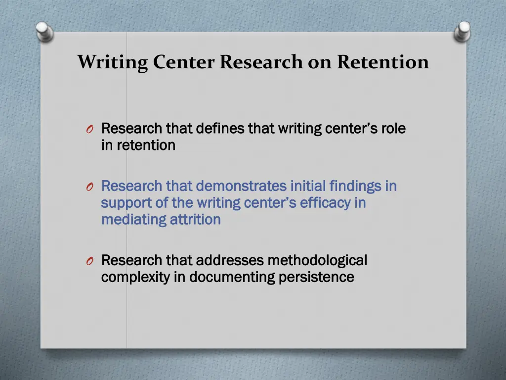 writing center research on retention