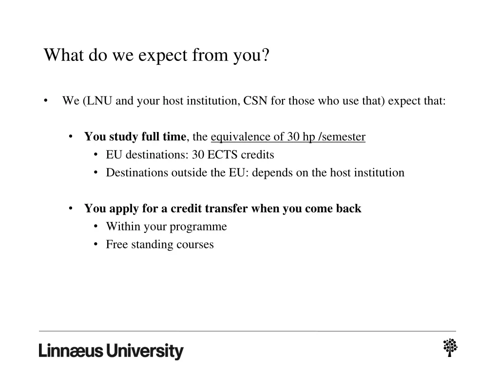 what do we expect from you