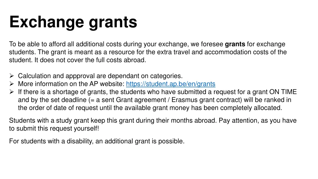 exchange grants
