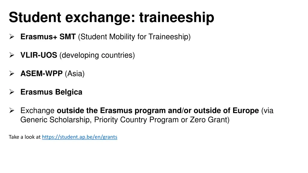 student exchange traineeship