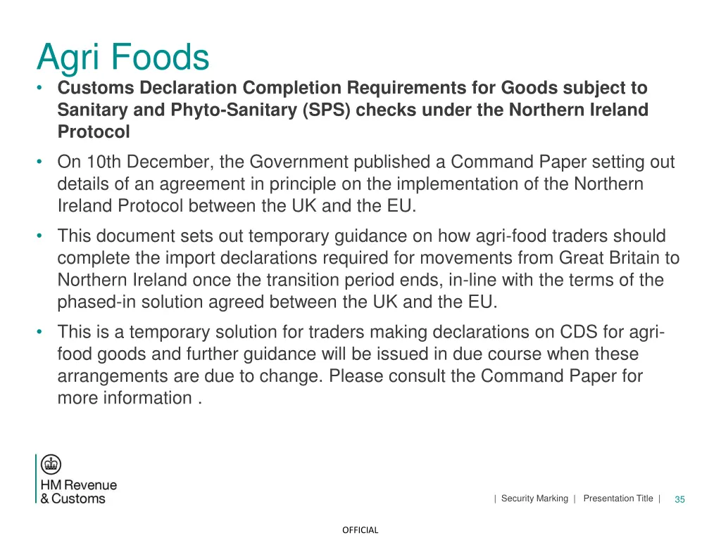 agri foods customs declaration completion