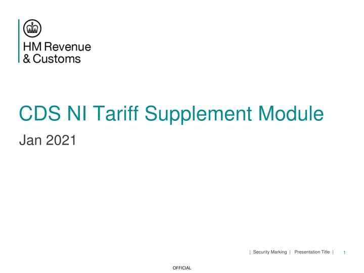 cds ni tariff supplement module jan 2021
