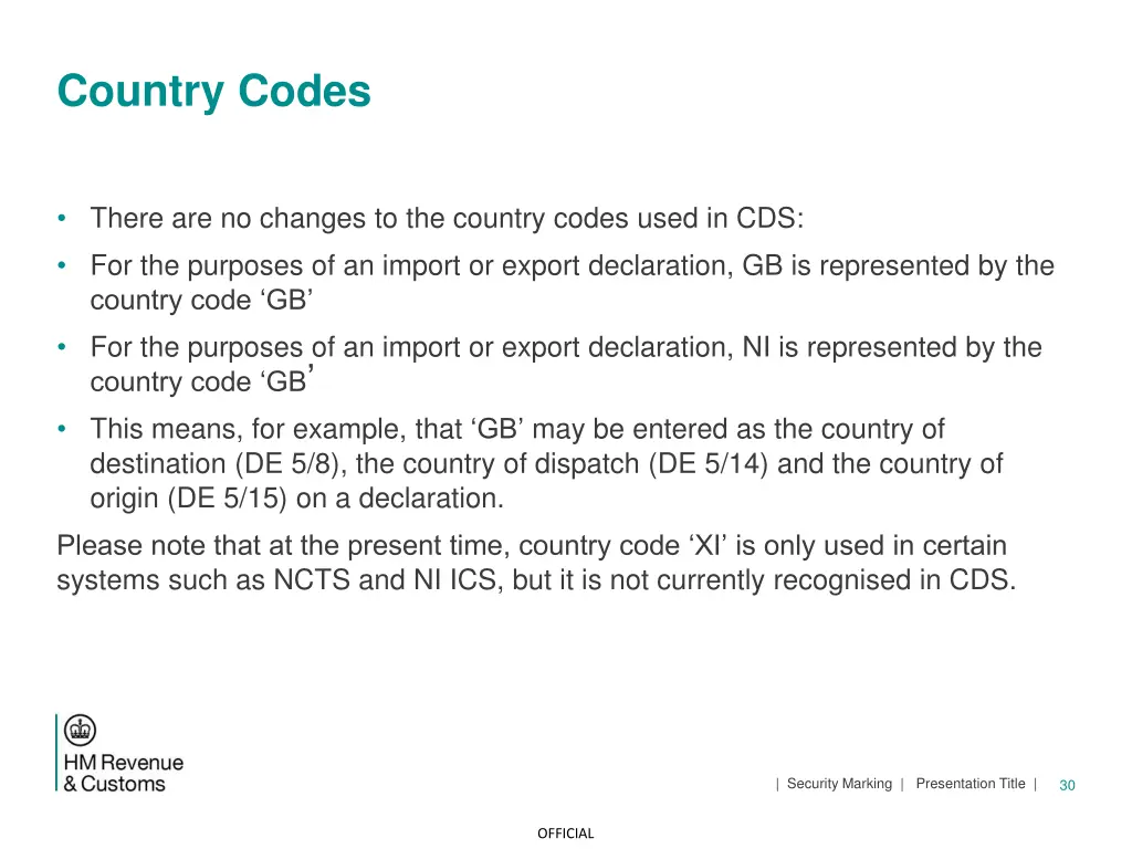 country codes
