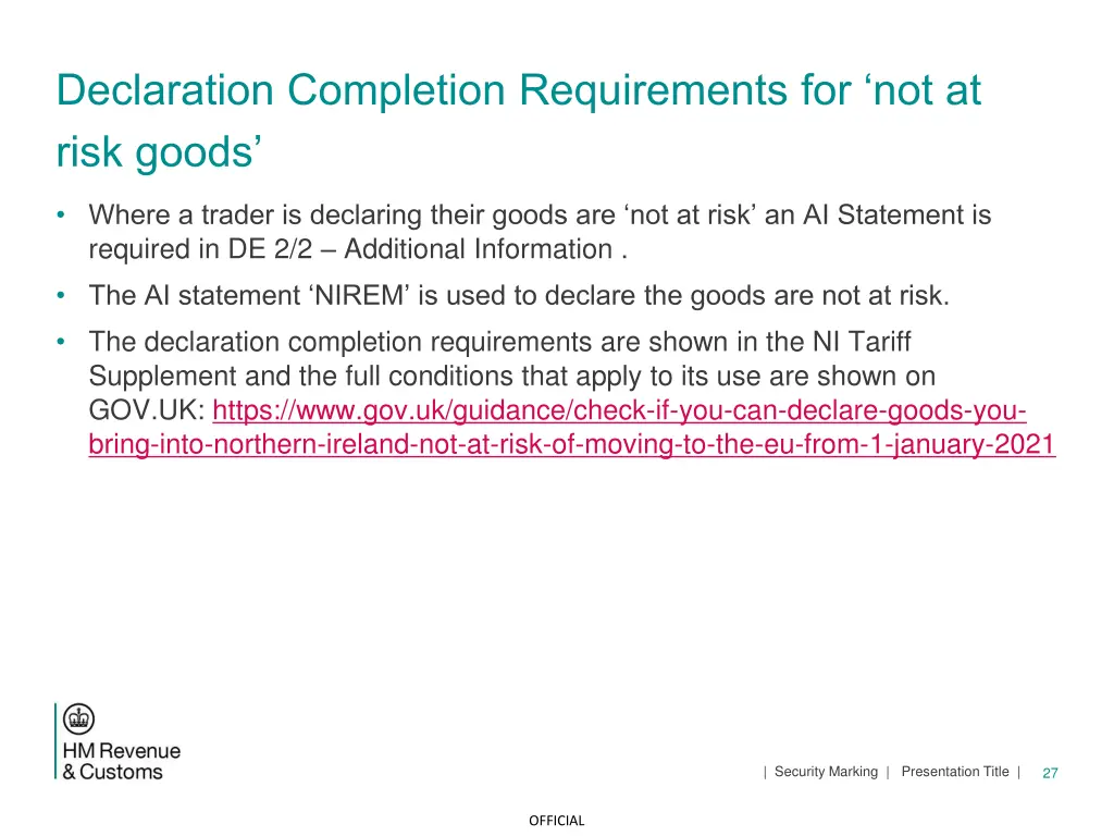 declaration completion requirements