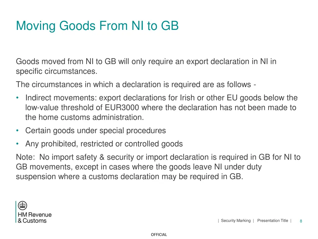 moving goods from ni to gb