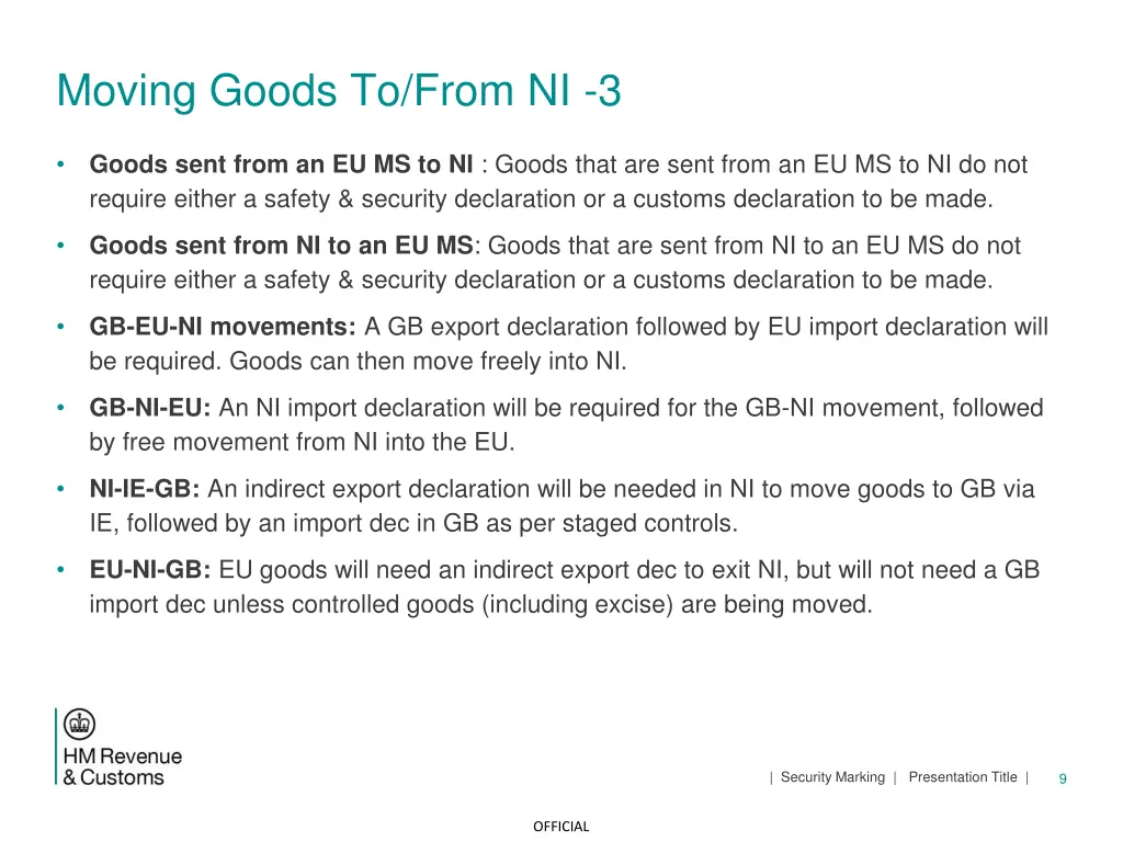 moving goods to from ni 3