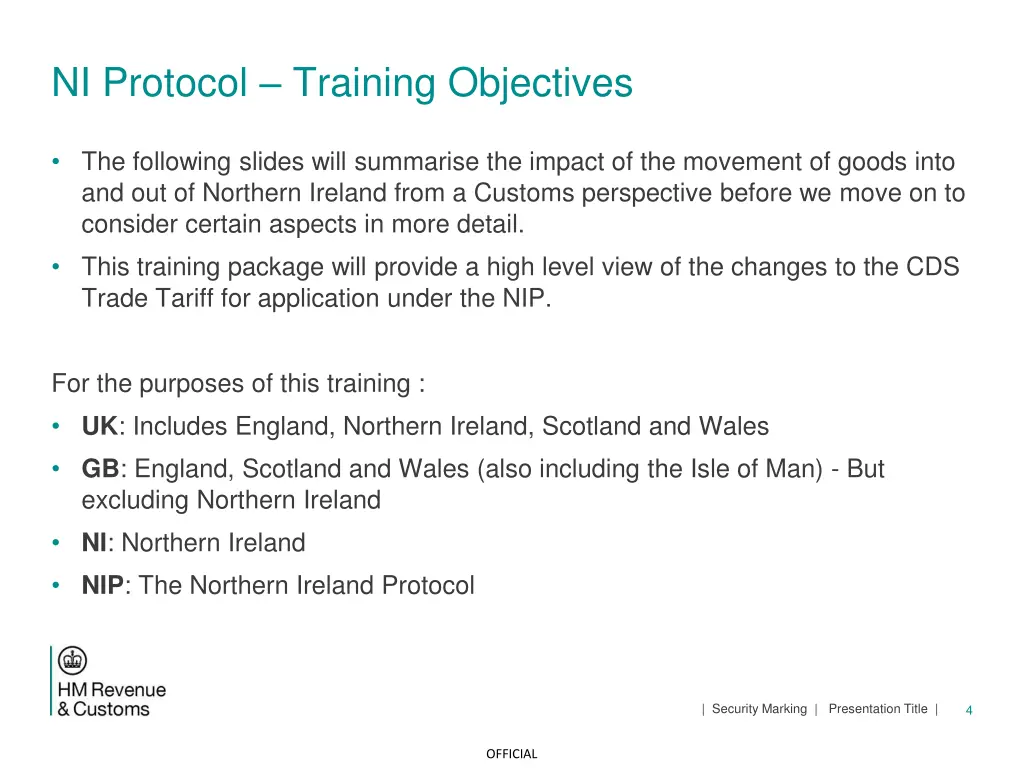 ni protocol training objectives