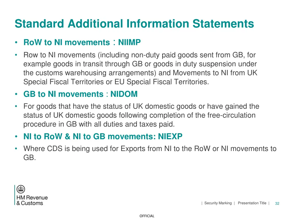 standard additional information statements 1