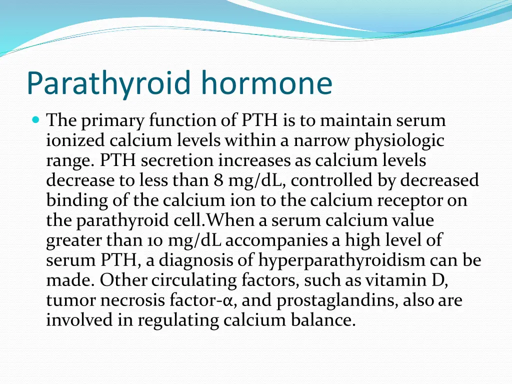 parathyroid hormone the primary function