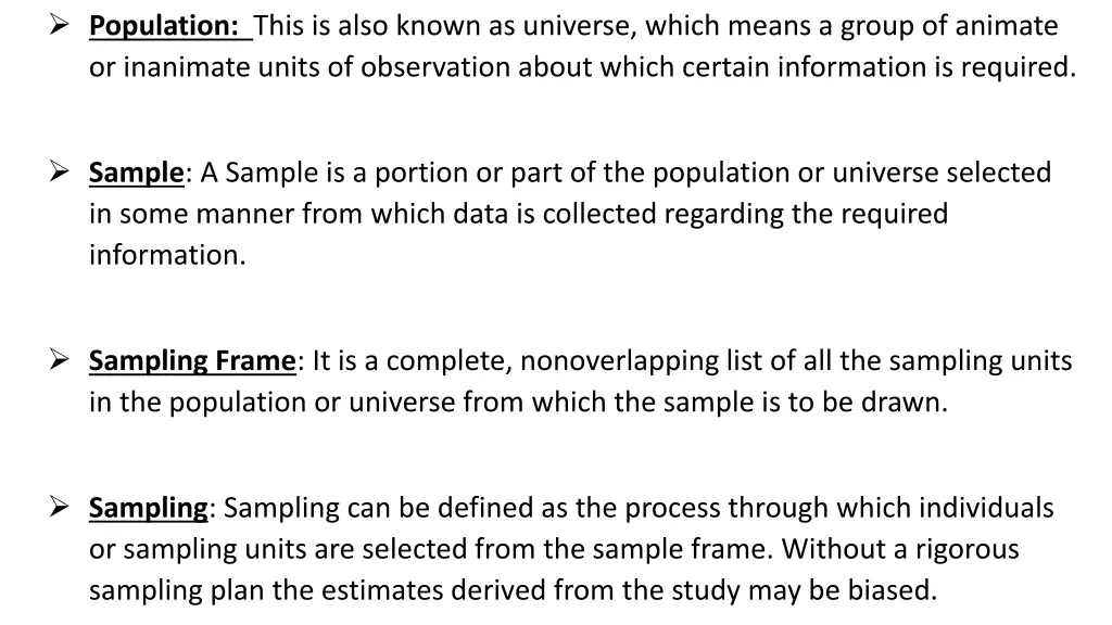 population this is also known as universe which