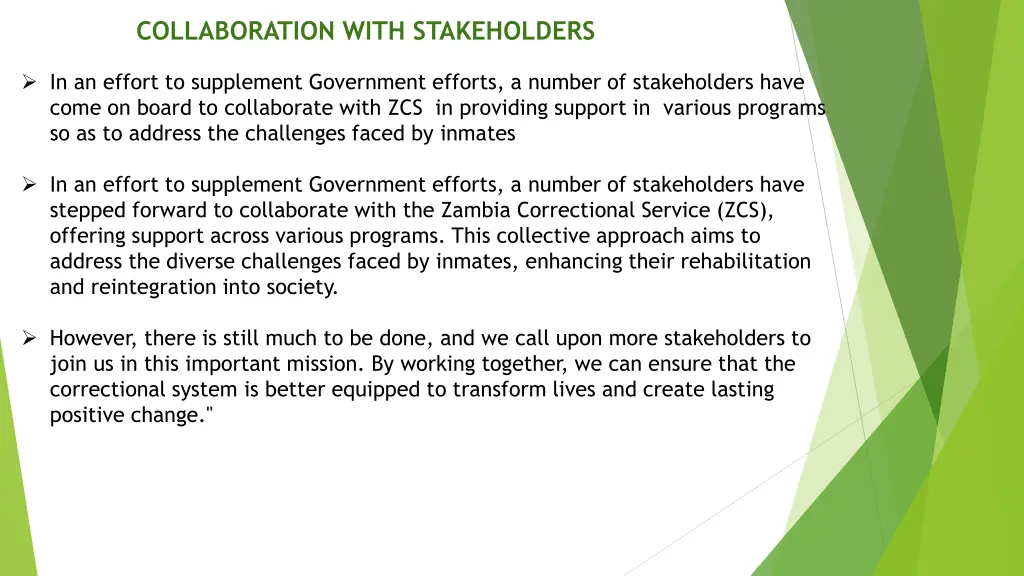 collaboration with stakeholders