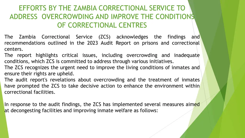 efforts by the zambia correctional service