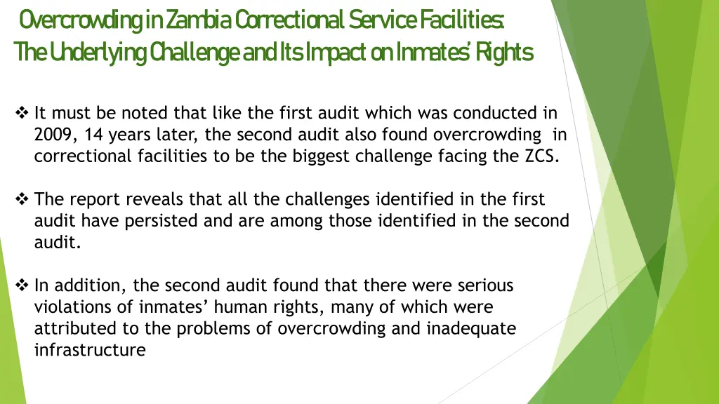 overcrow ding in zam bia c orrectional service