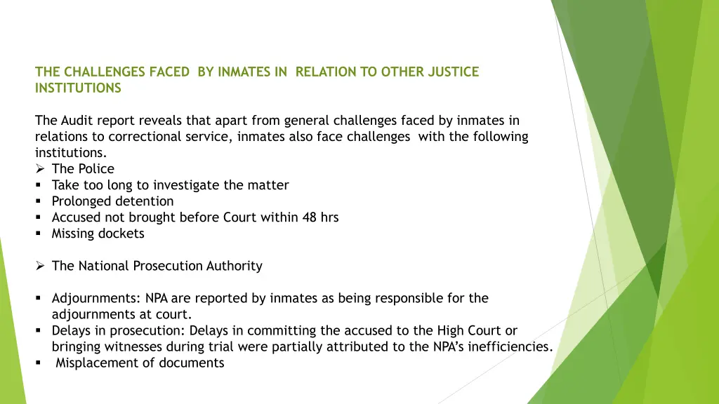 the challenges faced by inmates in relation