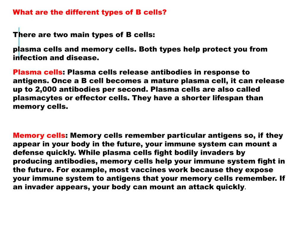 what are the different types of b cells