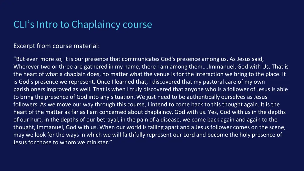 cli s intro to chaplaincy course 2