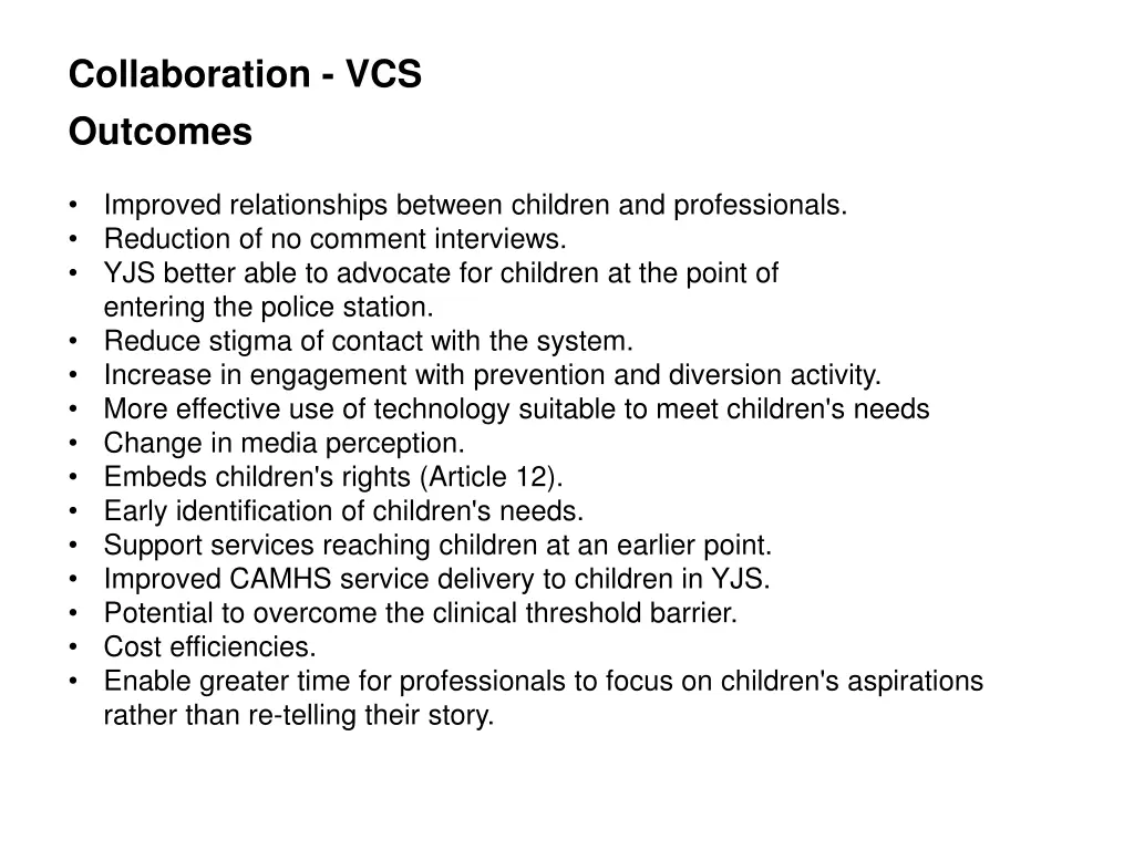 collaboration vcs outcomes