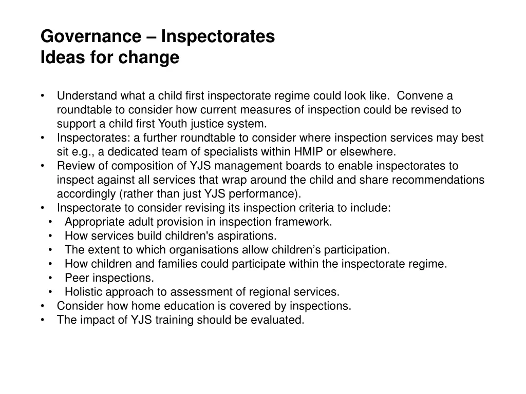governance inspectorates ideas for change