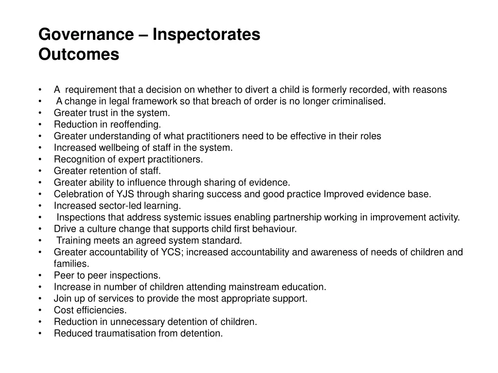 governance inspectorates outcomes