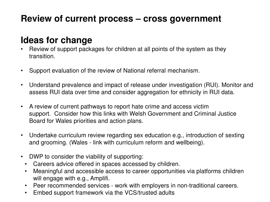 review of current process cross government