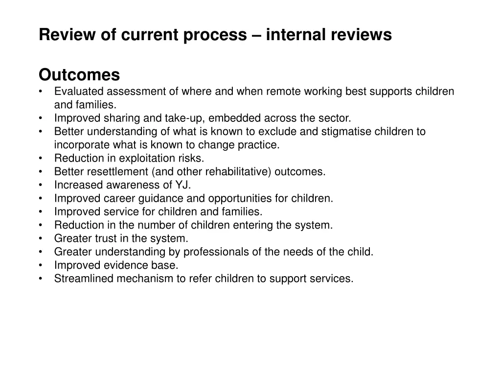 review of current process internal reviews 1