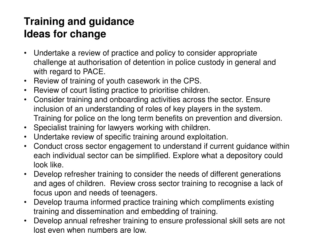 training and guidance ideas for change