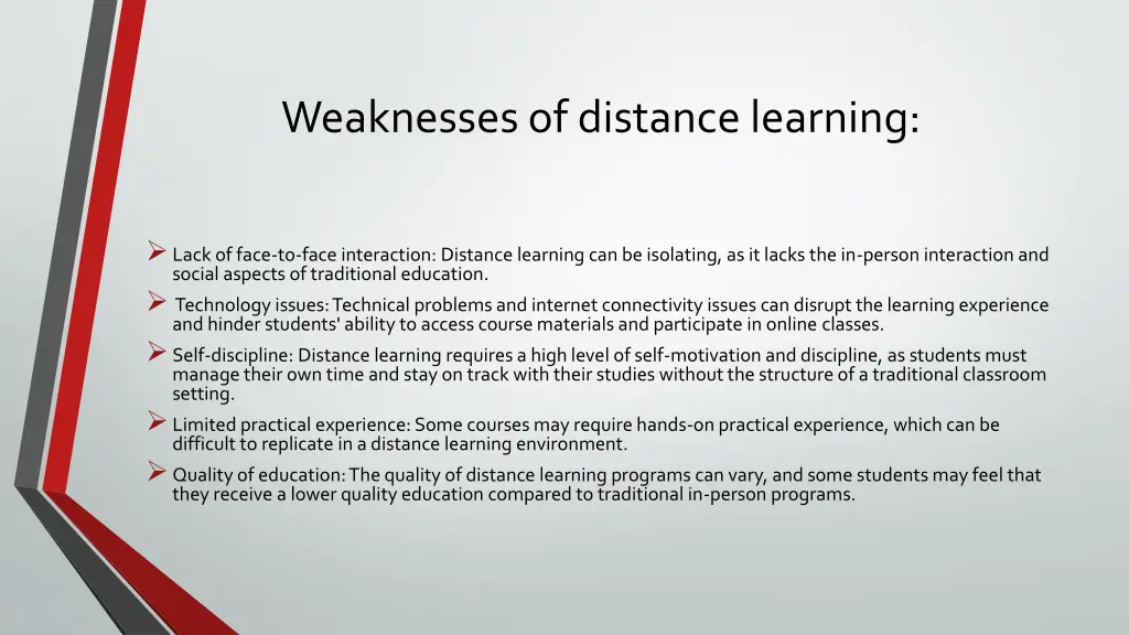 weaknesses of distance learning