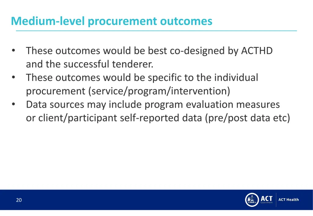 medium level procurement outcomes